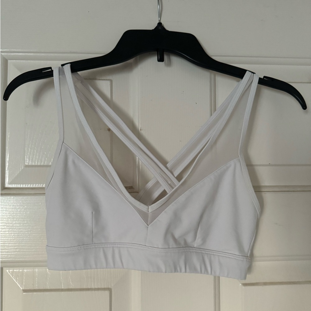 Alo Yoga White Crossback Sports Bra